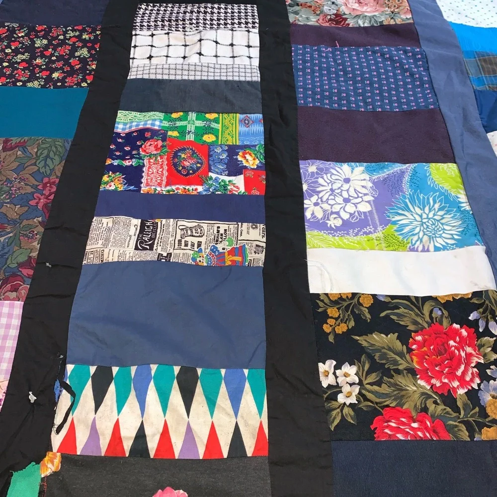 Very Vintage 58”x72” Handmade Quilt Repair/Repurpose Multicolor (Q224)